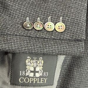 Coppley Sport Coat Mens 54R Gray Flannel Check Tollegno 1900 Made in Canada